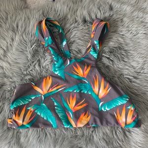 Tori Praver Swim High Neck Floral Palm Bikini Top